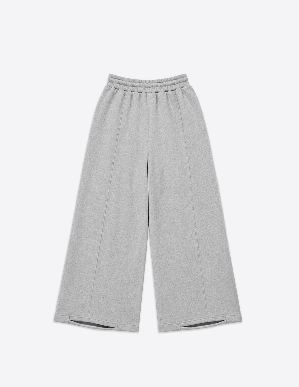 Vista trasera del pantalón gris oversize de pernera ancha.