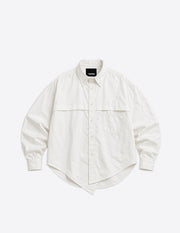 Camisa blanca oversize de algodón 100% en vista frontal.