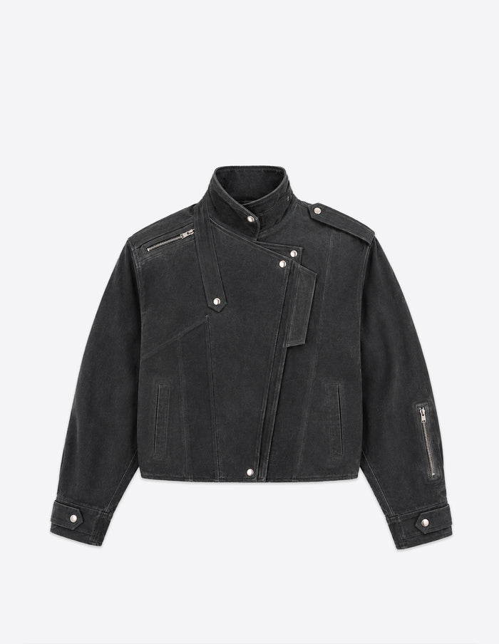 OVERSIZED LEATHER BIKER JACKET