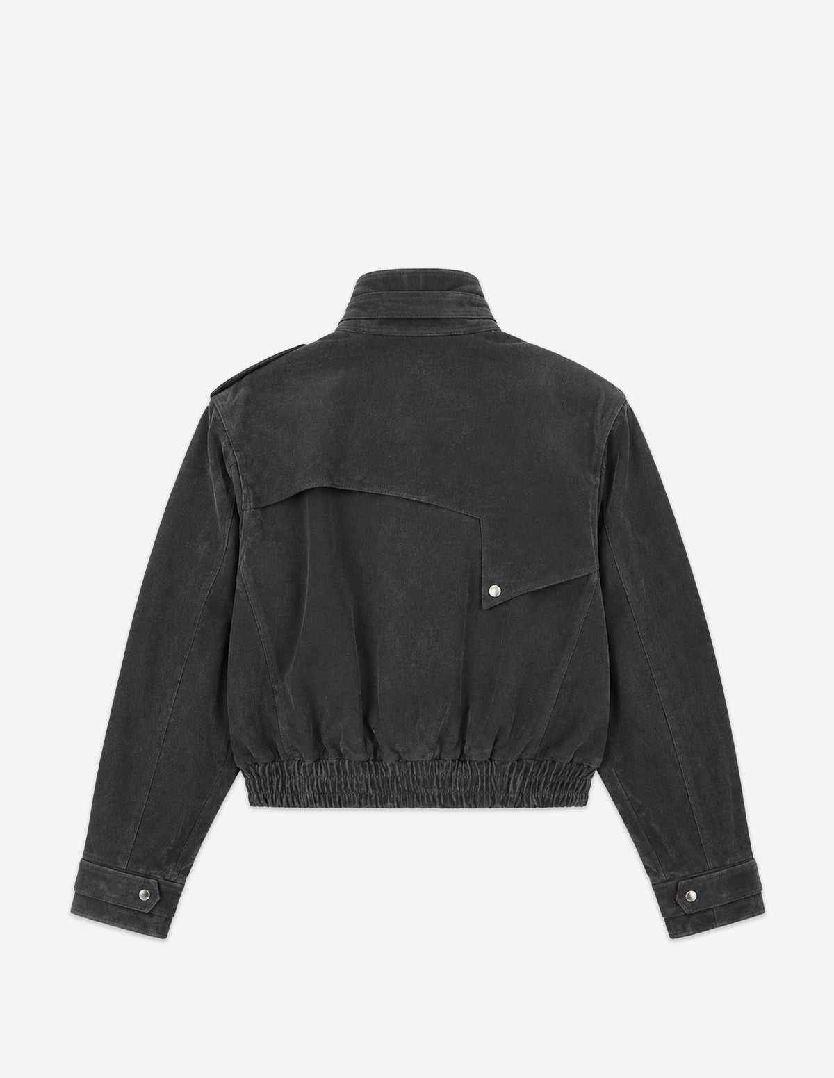 Chaqueta biker oversize de piel negra 100% unisex, vista trasera