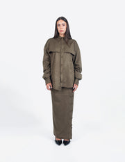 TOTAL LOOK EFFET SUÈDE | Ensemble Effet Daim Kaki