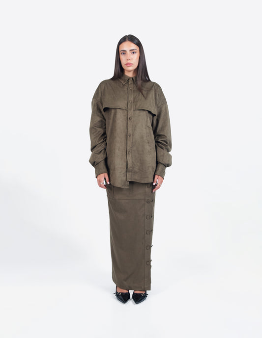 TOTAL LOOK SUEDE EFFECT | Conjunto Efecto Ante Caqui
