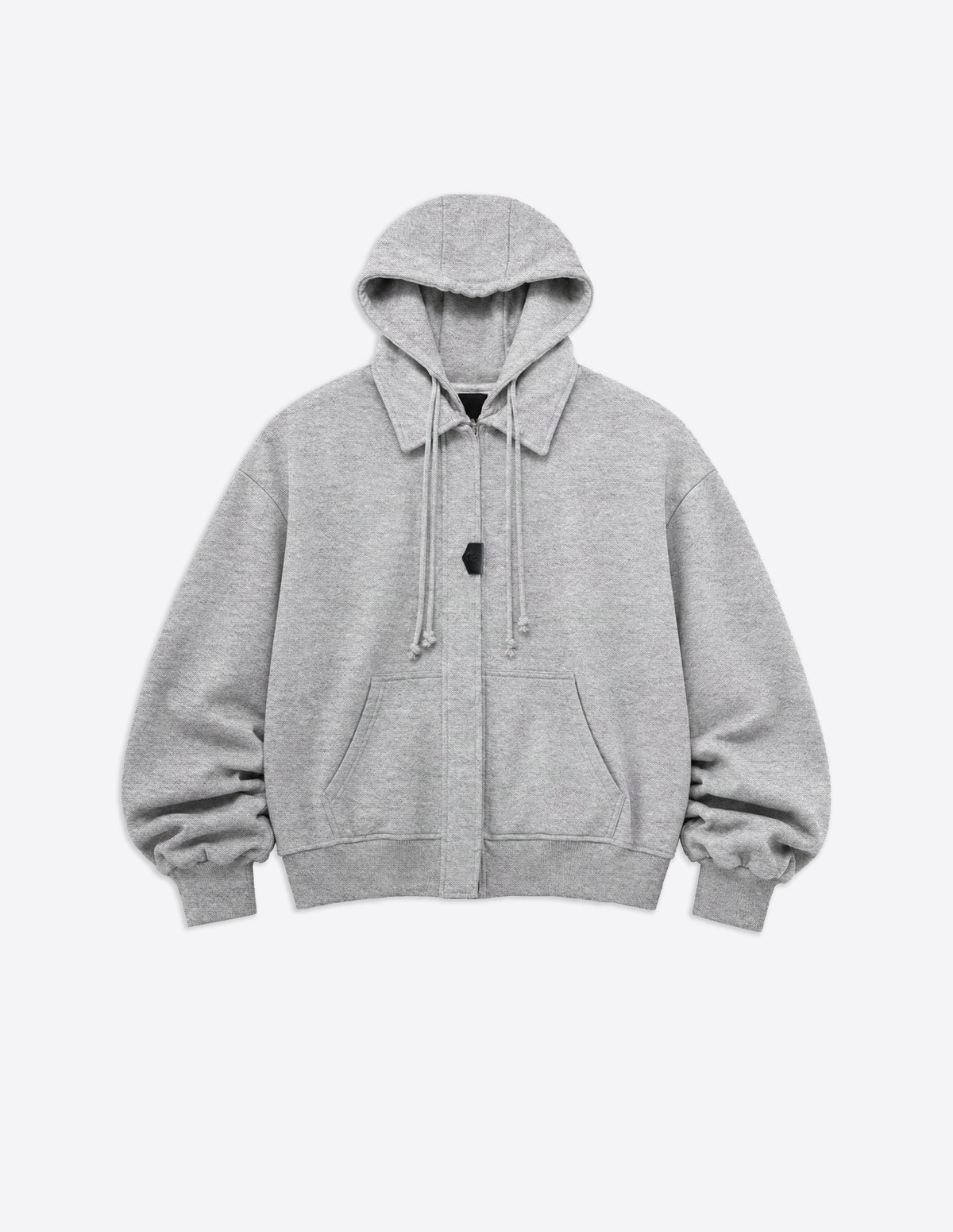 Sudadera oversize unisex gris de WAENN con capucha, cremallera frontal y bolsillo delantero